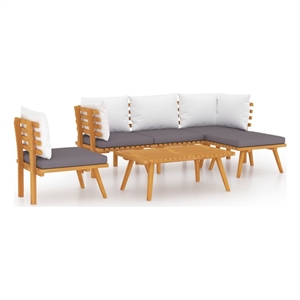 vidaXL Solid Acacia Wood Garden Lounge Set in White/Gray