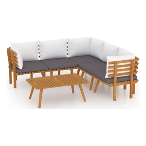 vidaXL Solid Acacia Wood Garden Lounge Set in White/Gray