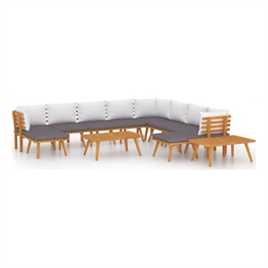 vidaXL 12 Piece Solid Acacia Wood Garden Lounge Set in White/Gray