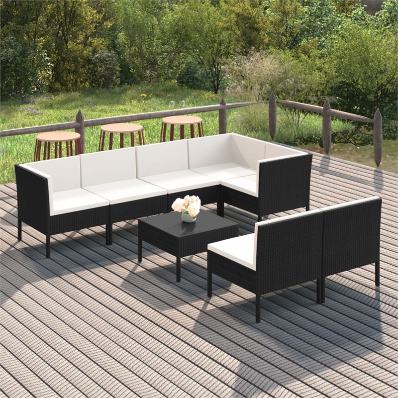 vidaXL 8 Piece Steel Garden Lounge Set in Black
