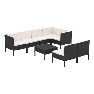 vidaXL 8 Piece Steel Garden Lounge Set in Black