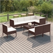 vidaXL 9 Piece Poly Rattan Garden Lounge Set in White/Brown/Cream