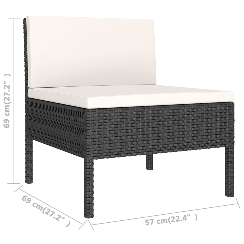 vidaXL 7 Piece Poly Rattan Small Garden Lounge Set in Black