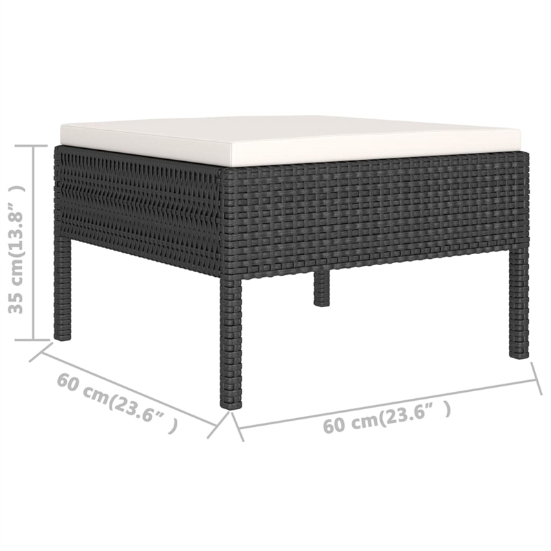 vidaXL 7 Piece Poly Rattan Small Garden Lounge Set in Black