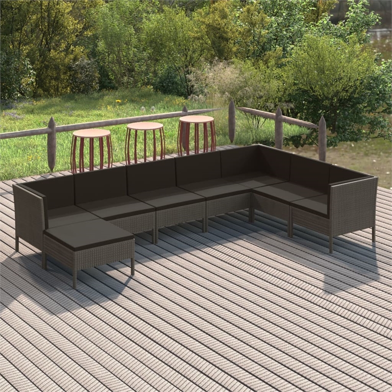 vidaXL 8 Piece Steel Large Garden Lounge Set in Gray