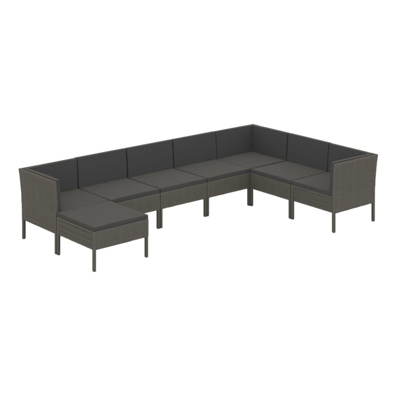 vidaXL 8 Piece Steel Large Garden Lounge Set in Gray