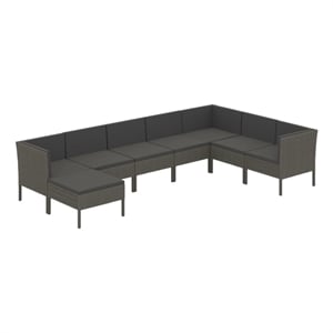 vidaXL 8 Piece Steel Large Garden Lounge Set in Gray