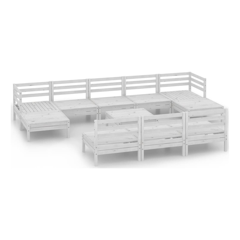 vidaXL 11 Piece Wood Large Garden Lounge Set in White