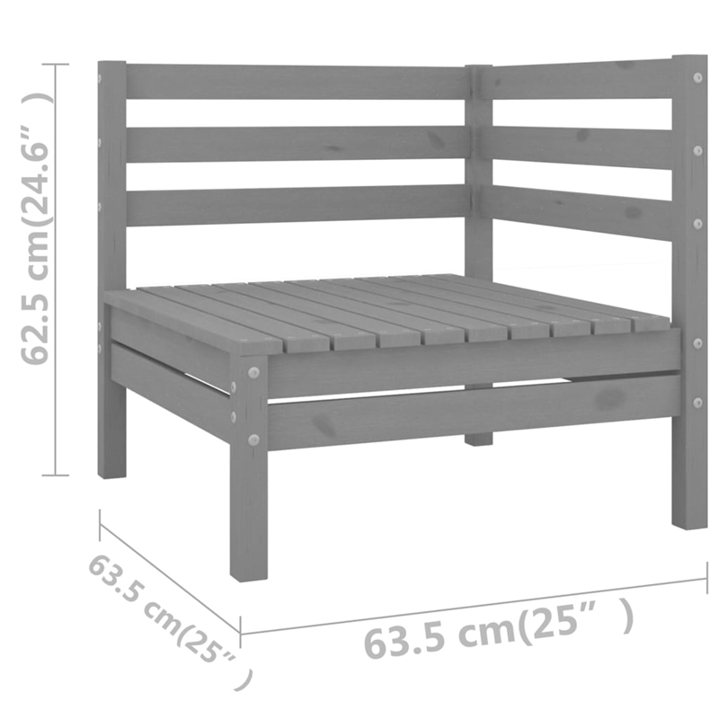 vidaXL 11 Piece Wood Large Garden Lounge Set in Gray