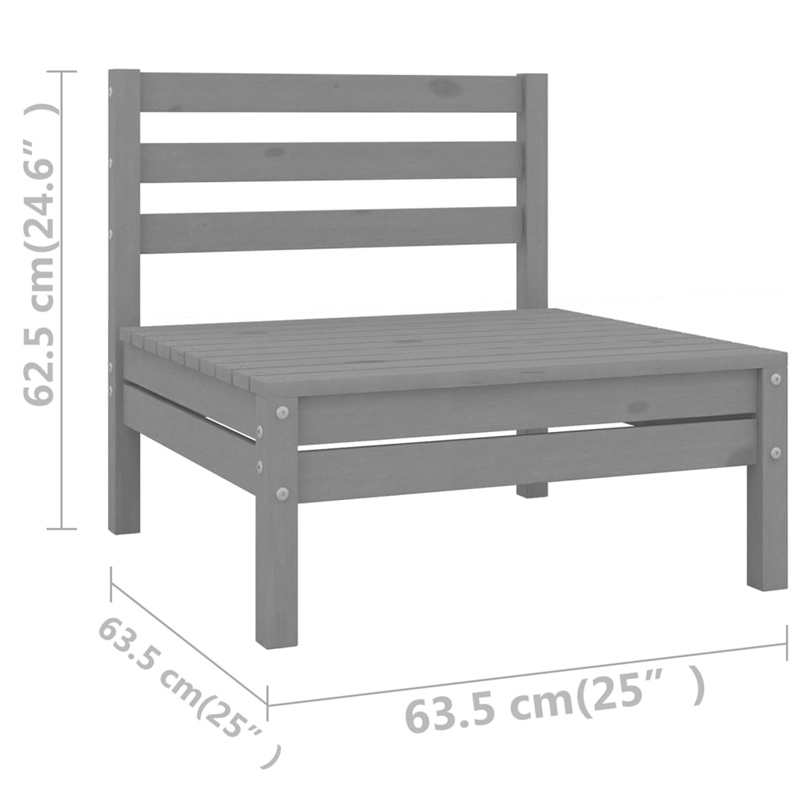 vidaXL 11 Piece Wood Large Garden Lounge Set in Gray