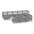 vidaXL 11 Piece Wood Large Garden Lounge Set in Gray