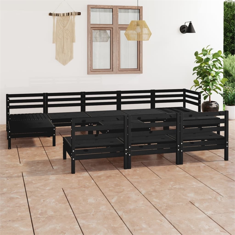 vidaXL Wood Medium Garden Lounge Set in Black