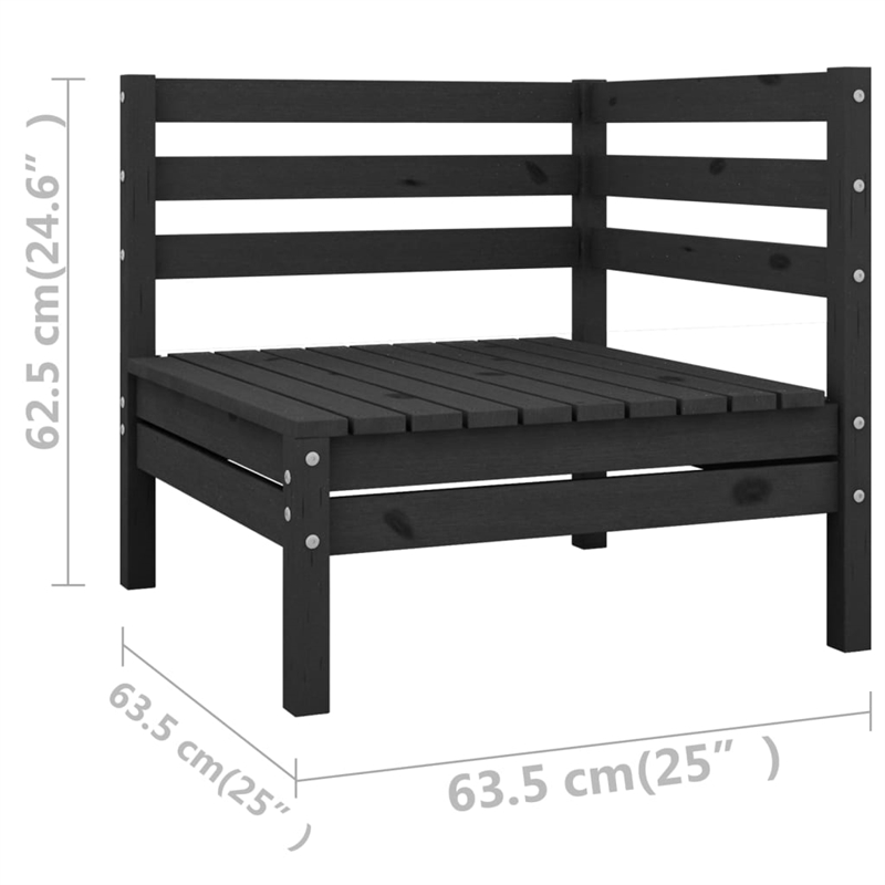 vidaXL Wood Medium Garden Lounge Set in Black