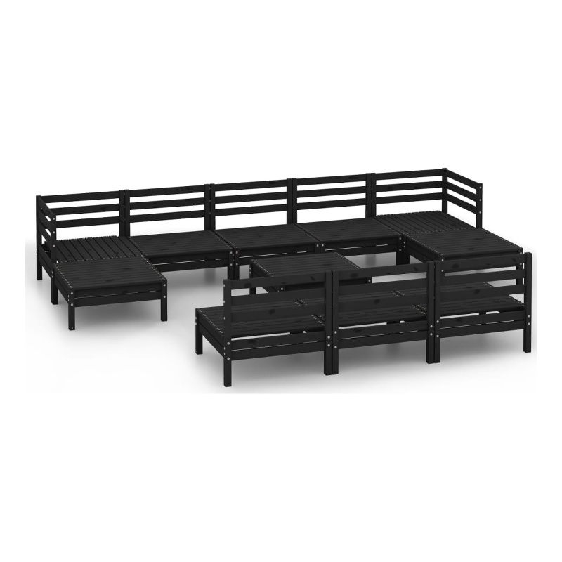 vidaXL Wood Medium Garden Lounge Set in Black