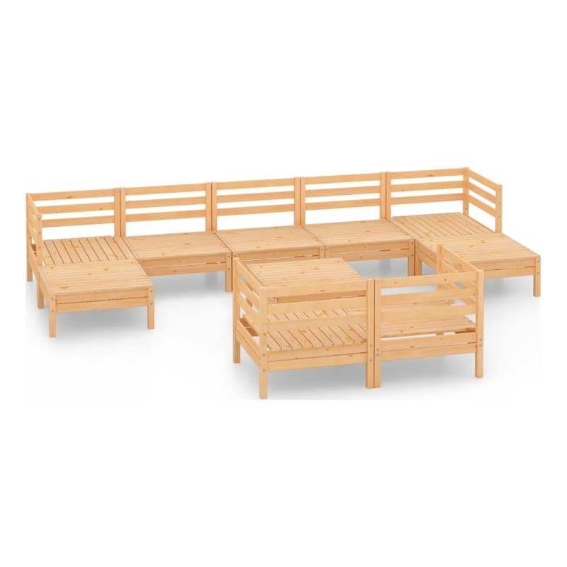 vidaXL 10 Piece Wood Large Garden Lounge Set in Natural