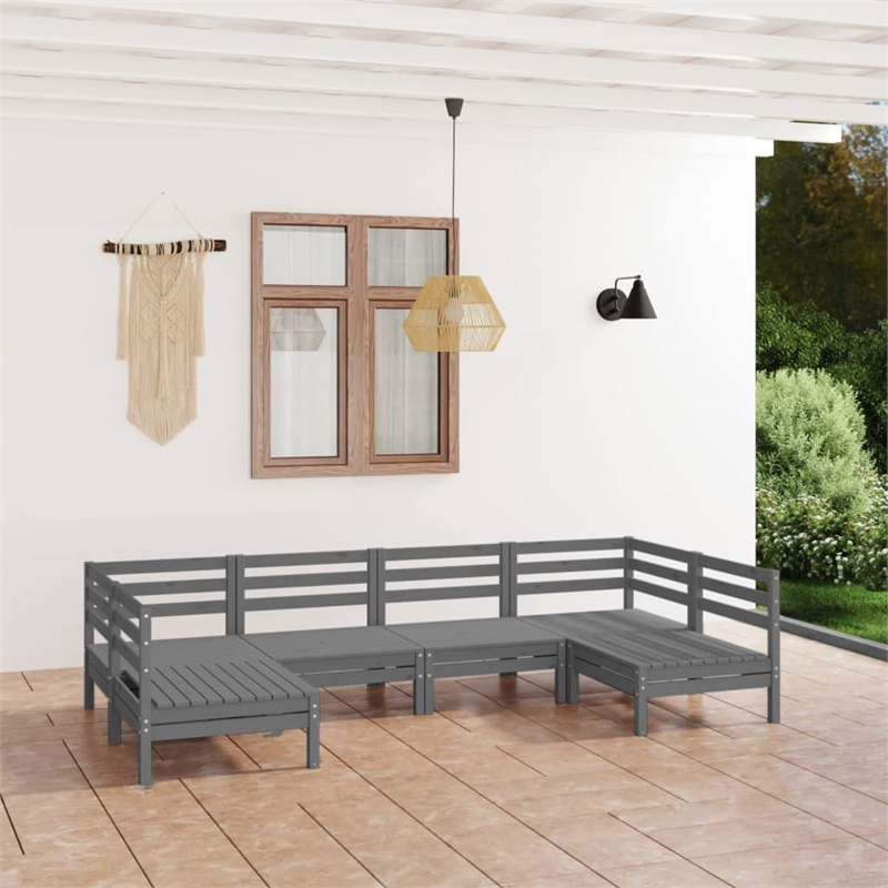 vidaXL 6 Piece Wood Garden Lounge Set in Gray