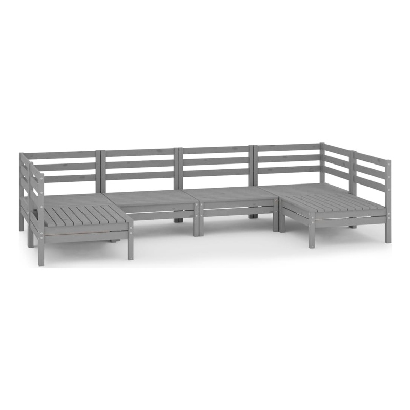vidaXL 6 Piece Wood Garden Lounge Set in Gray