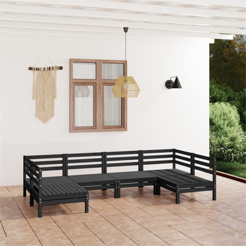 vidaXL 6 Piece Wood Garden Lounge Set in Black