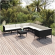 vidaXL 11 Piece Poly Rattan Garden Lounge Set in Black/White/Cream