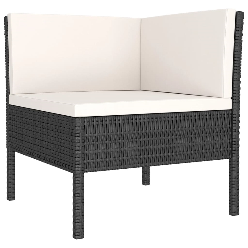 vidaXL 11 Piece Poly Rattan Garden Lounge Set in Black/White/Cream