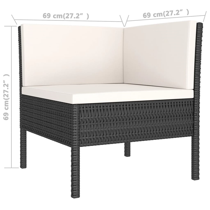 vidaXL 11 Piece Poly Rattan Garden Lounge Set in Black/White/Cream