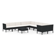 vidaXL 11 Piece Poly Rattan Garden Lounge Set in Black/White/Cream