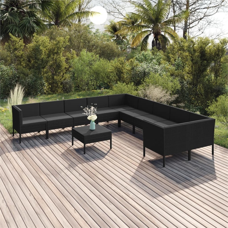 vidaXL 11 Piece Garden Lounge Set in Black