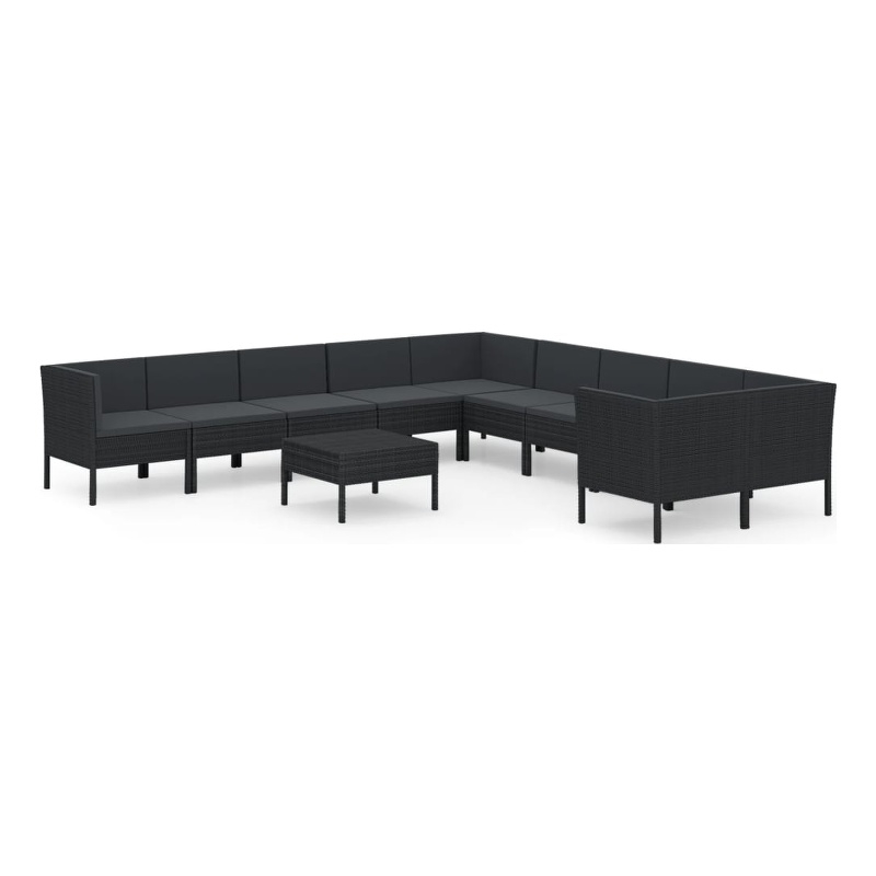 vidaXL 11 Piece Garden Lounge Set in Black