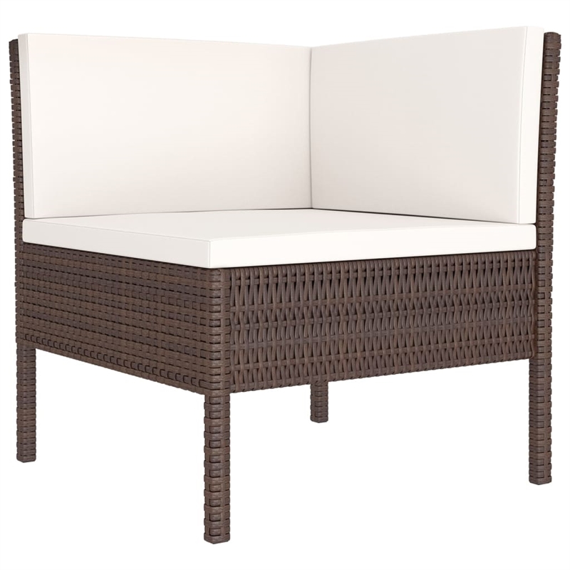 vidaXL Poly Rattan Large Garden Lounge Set in Brown
