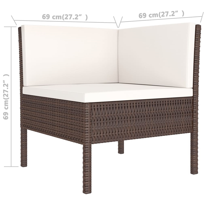 vidaXL Poly Rattan Large Garden Lounge Set in Brown