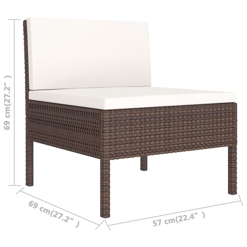 vidaXL Poly Rattan Large Garden Lounge Set in Brown