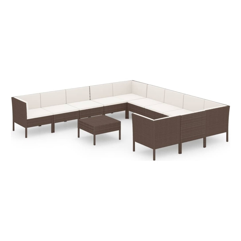 vidaXL Poly Rattan Large Garden Lounge Set in Brown
