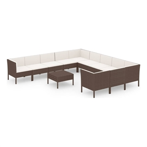 vidaXL Poly Rattan Large Garden Lounge Set in Brown