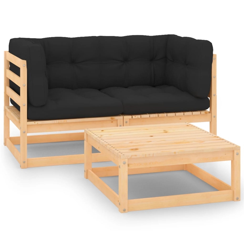 vidaXL Wood Garden Lounge Set in Anthracite/Natural