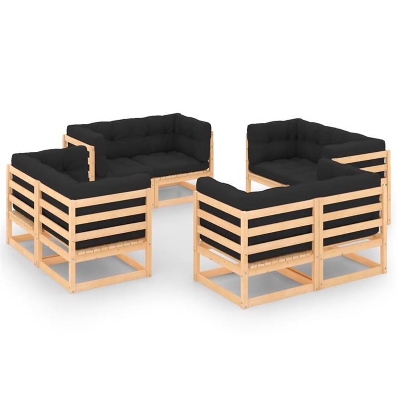 vidaXL 8 Piece Wood Small Garden Lounge Set in Natural