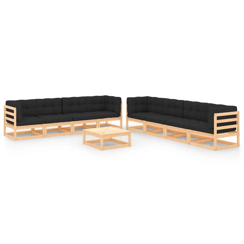 vidaXL 9 Piece Wood Standard Garden Lounge Set in Natural