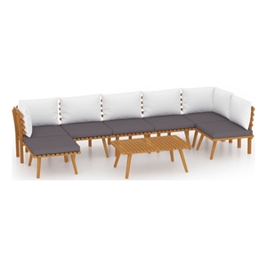 vidaXL Solid Acacia Wood Garden Lounge Set in White/Gray