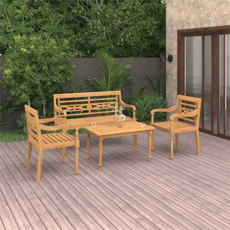 vidaXL 4 Piece Wood Garden Lounge Set