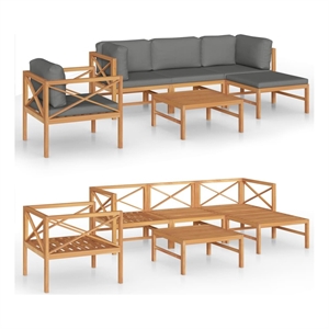 vidaXL 6 Piece Wood Medium Garden Lounge Set in Gray