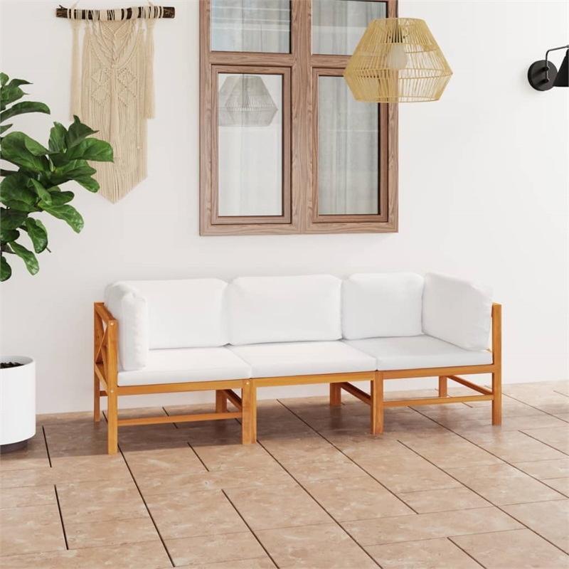 vidaXL Wood Garden Sofa in Cream