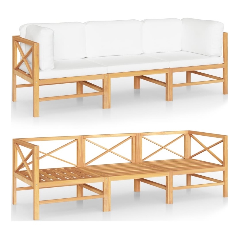 vidaXL Wood Garden Sofa in Cream