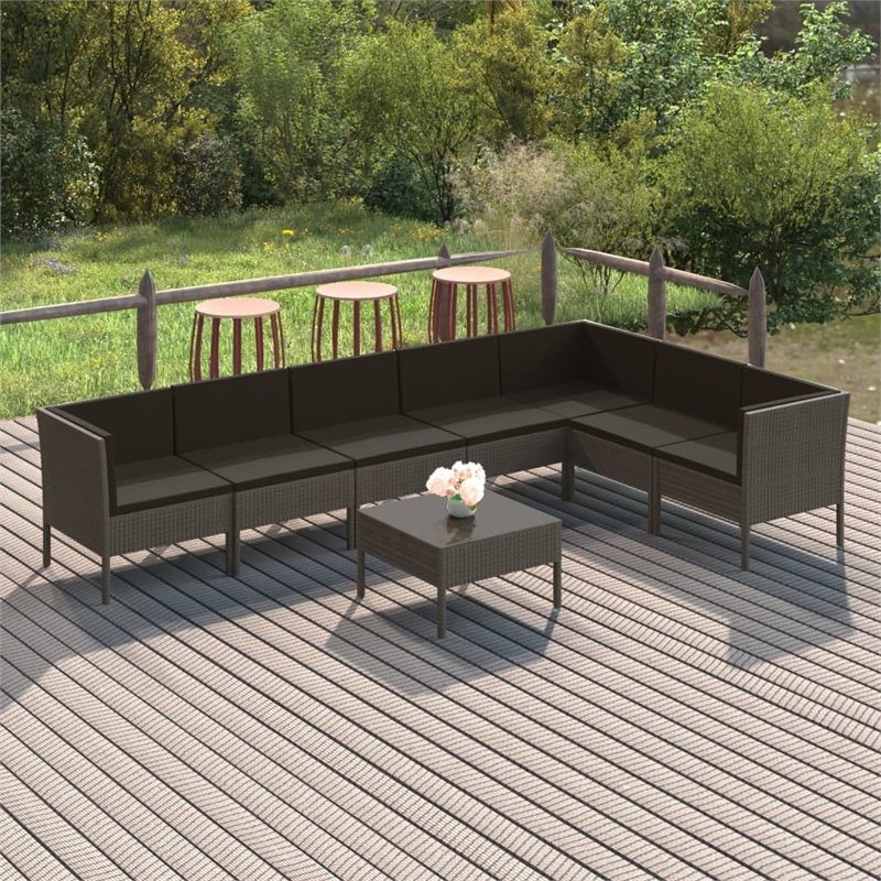 vidaXL 8 Piece Steel Garden Lounge Set in Gray