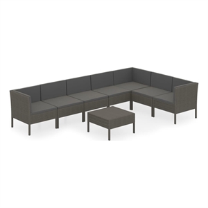 vidaXL 8 Piece Steel Garden Lounge Set in Gray