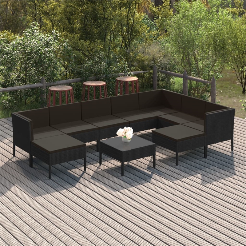 vidaXL 10 Piece Garden Lounge Set in Black