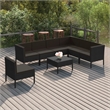 vidaXL 8 Piece Poly Rattan Garden Lounge Set in Black