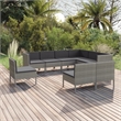 vidaXL 9 Piece Poly Rattan Garden Lounge Set in Gray