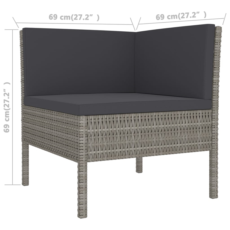 vidaXL 9 Piece Poly Rattan Garden Lounge Set in Gray