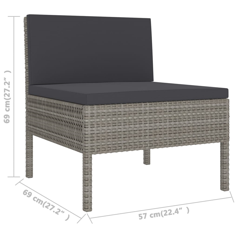 vidaXL 9 Piece Poly Rattan Garden Lounge Set in Gray