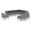 vidaXL 9 Piece Poly Rattan Garden Lounge Set in Gray