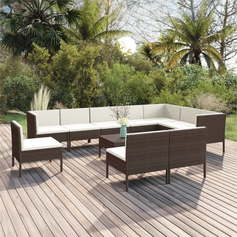 vidaXL 11 Piece Large Garden Lounge Set in Brown